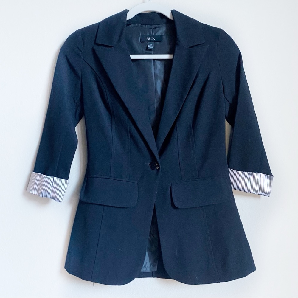 BSX Professional Black 3/4 Length Rolled Sleeve Blazer Jacket | US XS | EU 32